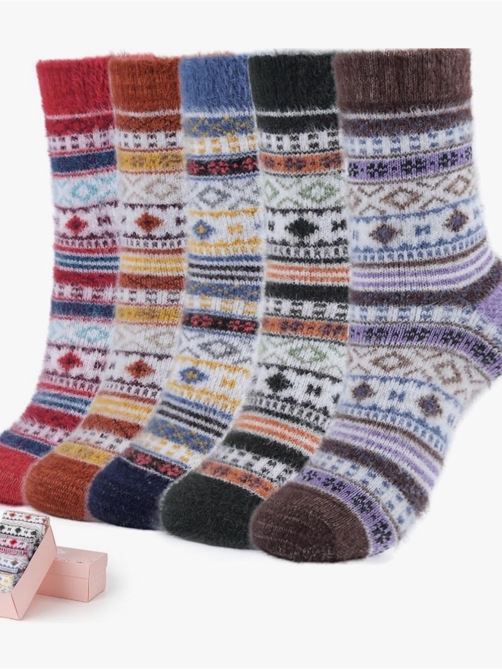 Cozy Fair Isle Crew Socks - Assorted Colors